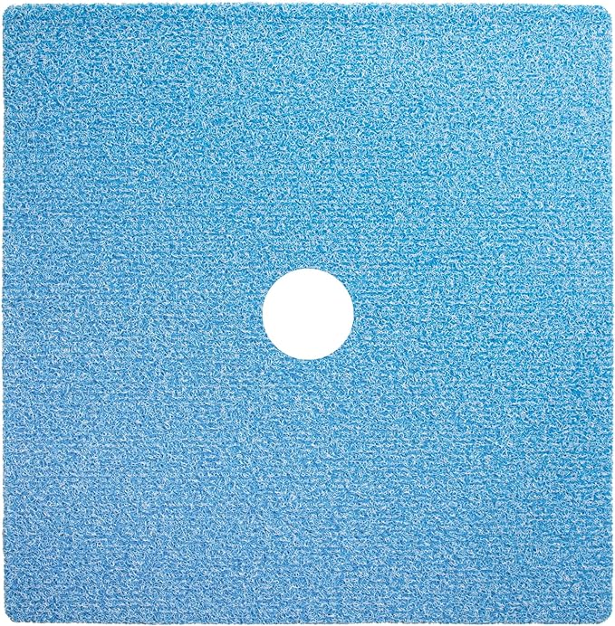 Enkosi Loofah Shower Mat with Drain Hole – Cushioned Anti-Slip Square Bath Mat for Showers, and Bathroom Floors – Textured PVC, Non Slip Safety Pad for Walk-in Stalls and Wet Areas (27x27 Aqua Blue)