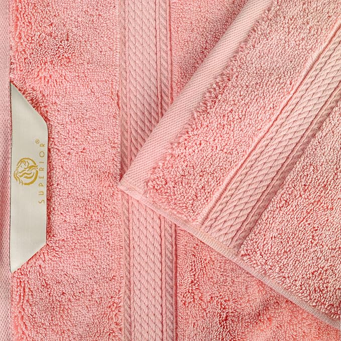 BLUENILEMILLS Madison Egyptian Cotton Towels, Towel Set for Bathroom, Shower, Hotel, Plush, 800 GSM, Highly Absorbent and Ultra-Soft Towels, Bath Essentials, 8 Piece Assorted Towel Set, Tea Rose
