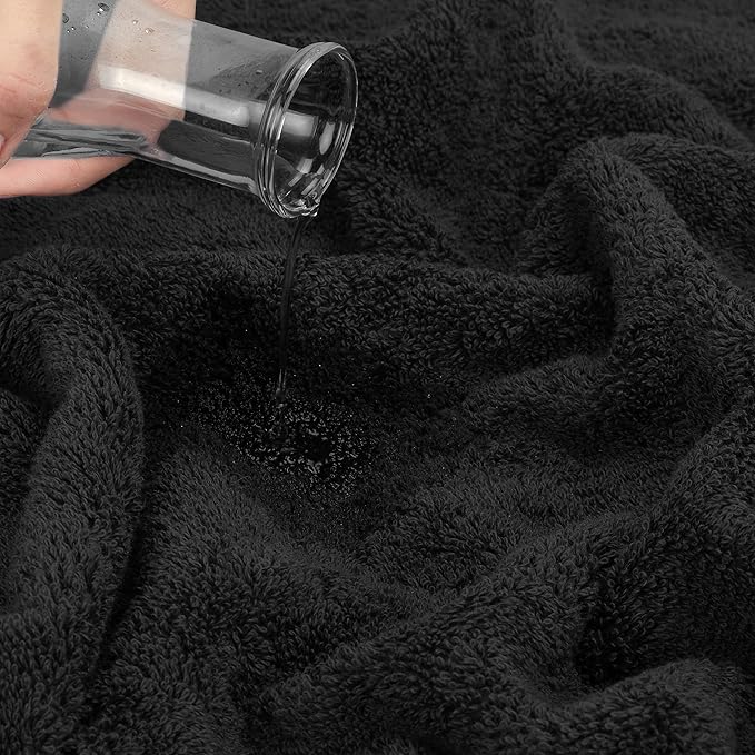Cotton Paradise Black 6 Piece Towel Set, 100% Cotton Turkish Towels for Bathroom, 2 Bath Towels 2 Hand Towels 2 Washcloths Soft Fluffy Bathroom Towels