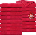 Ample Decor Bath Towels Pack of 16 600 GSM 100% Cotton, Absorbent Soft Premium Quality for Bathroom, Hotel, Spa, Gym, Kitchen - Christmas Red - 30 X 54 Inch