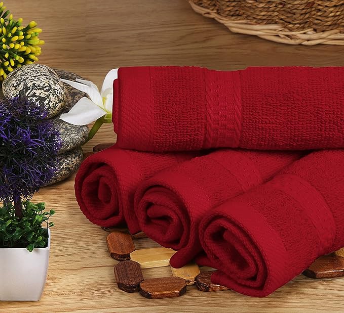 Utopia Towels 8 Piece Luxury Towel Set – Majestic Plush, Super Absorbent & Quicker-to-Dry, Thick 100% Ring Spun Cotton Towels for Bathroom, Spa & Hotel – 2 Bath, 2 Hand, 4 Washcloths,Red