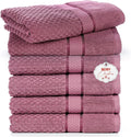 Ample Decor Bathroom Hand Towel 18 X 28 Inch 600 GSM 100% Cotton - Popcorn Textured Towel - 6Pcs Grape Purple