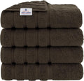American Soft Linen Luxury 4 Piece Bath Towels, 600 GSM 100% Cotton Turkish Bath Towels for Bathroom, 27x54 in Extra Large Bathroom Shower Towels, Brown