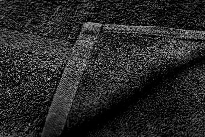 SIMPLI-MAGIC 79178 Cotton Hand Towels, 16"x27", Black, Not Bleach Proof, 12 Count