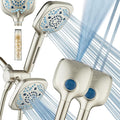 6-way High Pressure 82 Spray Mode Filtered Showerhead Combo - Handheld Shower Head Filters Chlorine to Heal Dry Skin, Revive Hair - Dual Power Wash Cleans Tub, Tile, Pets - Hard Water Softener, Nickel