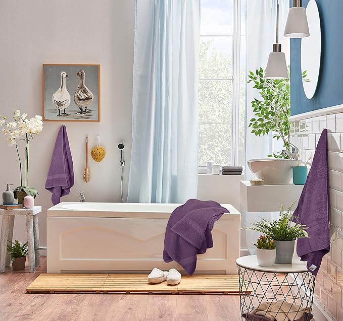 Utopia Towels 8 Piece Luxury Towel Set – Majestic Plush, Super Absorbent & Quicker-to-Dry, Thick 100% Ring Spun Cotton Towels for Bathroom, Spa & Hotel – 2 Bath, 2 Hand, 4 Washcloths, Plum