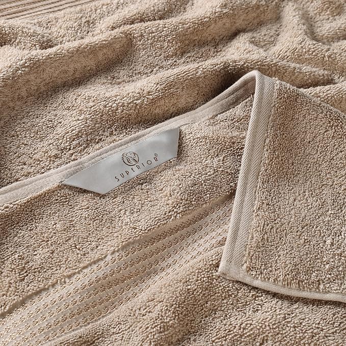 Superior Egyptian Cotton Bath Towel Set, Home Bathroom Towels, Master, Guest Bath, Decor Essentials, Quick Dry, Absorbent, Large Body Towels, Spa, Hotel, Resort, Adult, Kids, Set of 2, Taupe