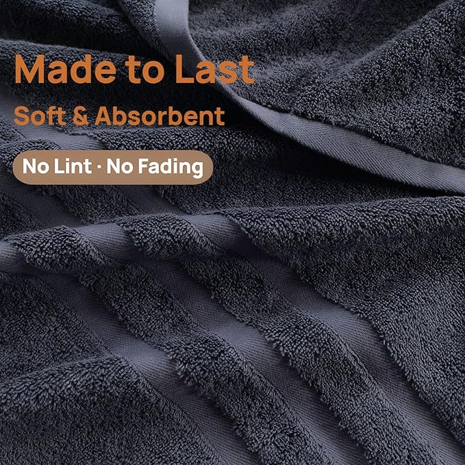 Cotton Bath Towel – Large 30x60 Inches, Soft, Thick & Absorbent Towel for Bathroom, Spa, or Home Use (Gray, 4 Pack – 30"x60")