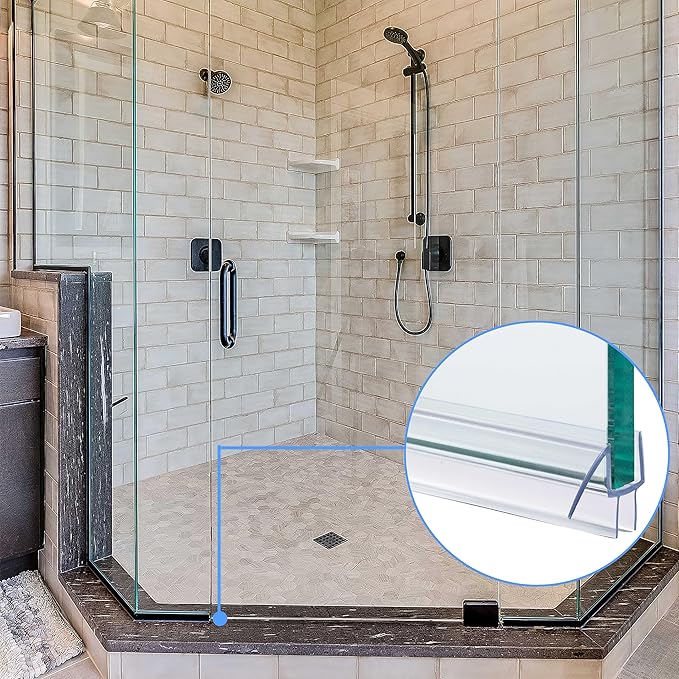 2-Pack ShowerDoor Bottom Seal 3/8" x 39" Polycarbonate Frameless Ultra Clear Shower Door Seal Strip for Glass Doors Stop Leaks and Create a Water Barrier Replacement Shower Cubicle