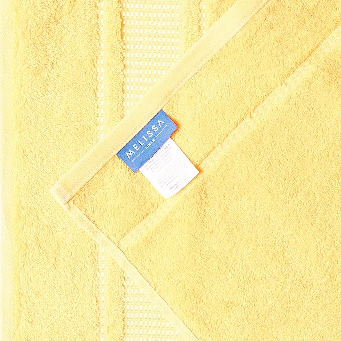 Melissa Linen, 4 Piece Washcloths, 12x12 in Turkish Soft Wash Cloth Set, Small Hand Towels, Rags for Face and Body, (Light Yellow Washcloths)