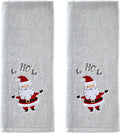 SKL Home Christmas/Winter Santa Hand Towel 2pc Set for Bath/Kitchen & Gift, Gray