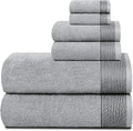 Belizzi Home 100% Cotton Ultra Soft 6 Pack Towel Set, Contains 2 Bath Towels 28x55 inchs, 2 Hand Towels 16x24 inchs & 2 Washcloths 12x12 inchs, Compact Lightweight & Highly Absorbant - Light Grey