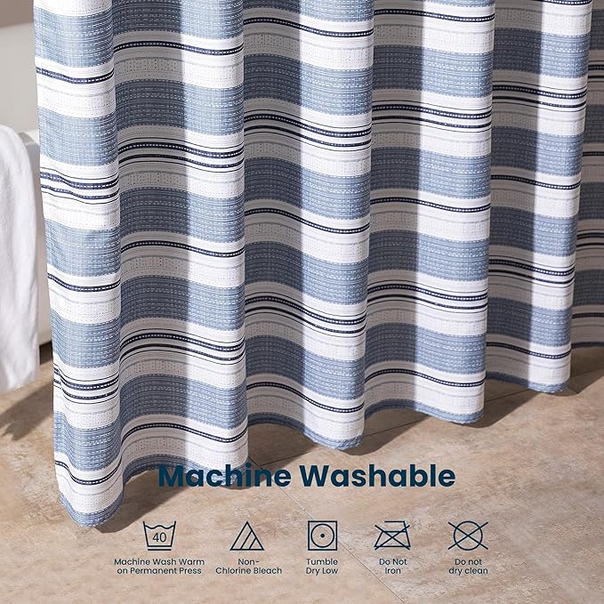 SLEEP ZONE Grey Striped Shower Curtain Waterproof Curtains for Bathroom Decor Bathtub Geometric Shower Curtain 72" × 72"