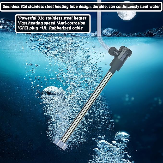 3000W 240V Immersion Water Heater Bathtub & Pool Portable Electric Submersible Water Heater with Temp Control for spa tub, Baptistry, Bathtubs, inflatable pool, above ground pool & Hot Tub