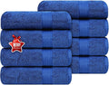 Ample Decor Hand Towel 18 X 28 Inch Set of 8 600 GSM 100% Cotton, Soft Absorbent Thick Durable Premium Quality, for Hotel, Bathroom, Spa, Daily Use, Gym - Navy Blue