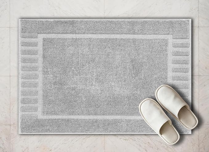 White Classic Luxury Bath Mat Floor Towel Set - Absorbent Cotton Hotel Spa Shower/Bathtub Mats [Not a Bathroom Rug] 22"x34" | 2 Pack | Dolphin Grey