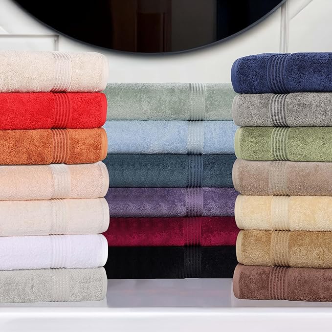 Superior Egyptian Cotton 3-Piece Towel Set, Basic Towels For Bathroom, Home Decor, Guest Bath, Shower, Apartment, Included 1 Face, 1 Hand, 1 Bath Towel, Washcloth, Quick Dry, Sage