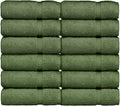 Luxury Hotel & Spa Collection, 100% Turkish Cotton 700 GSM Cloth, for Body wash, Makeup Remover & Facial Cleaning, Baby, face, Dobby Border Soft washcloths Towel Set 13" X 13", Moss, Set of 12