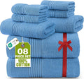 Utopia Towels 8 Piece Premium Towel Set, 2 Bath, 2 Hand, and 4 Washcloths, 100% Ring Spun Cotton, Highly Absorbent Towels for Bathroom, Sports, and Hotel, Electric Blue