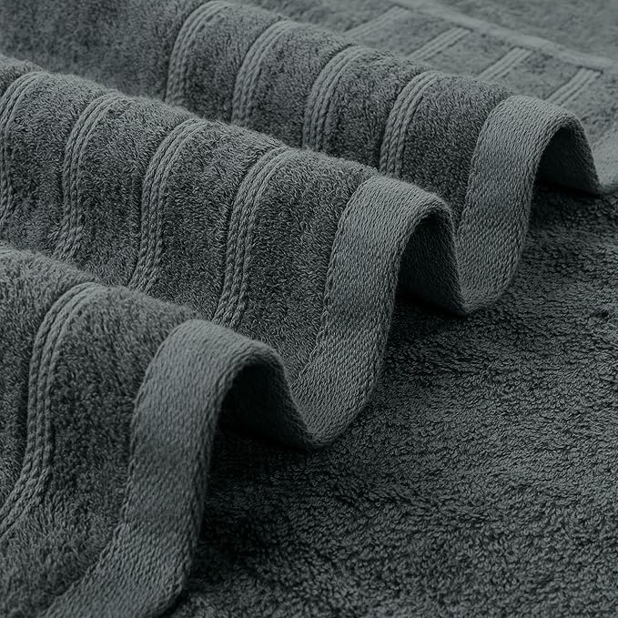 Avalon Towels Bath Towels Set of 4, Size 30 x 60 Inches, Highly Soft and Absorbent, Quick Drying, Lightweight, Perfect for Daily Use (Dark Grey)