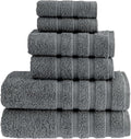HALLEY Turkish Towels Set (6 Pieces) 650 GSM Highly Absorbent Super Soft 100% Cotton - 2 Bath Towels, 2 Hand Towels 2 Washcloths (Darkgray)