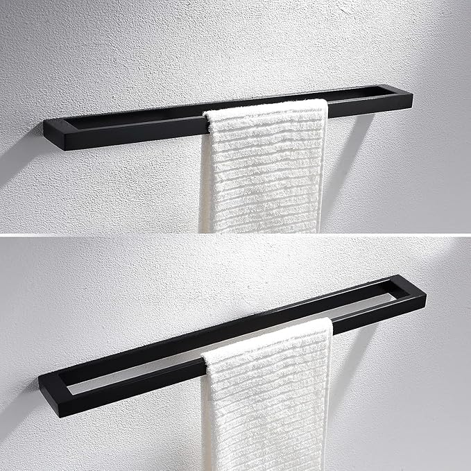 Lairuier Bathroom Hardware Accessories Set Matte Black 4-Piece Towel Bar Set 304 Stainless Steel Wall Mounted Bath Towel Rack Set, 24 Inch