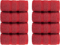 HALLEY Turkish 8 Pack Premium Washcloths (8 Pieces) 650 GSM Highly Absorbent Super Soft 100% Cotton - 8 Washcloths (Red)