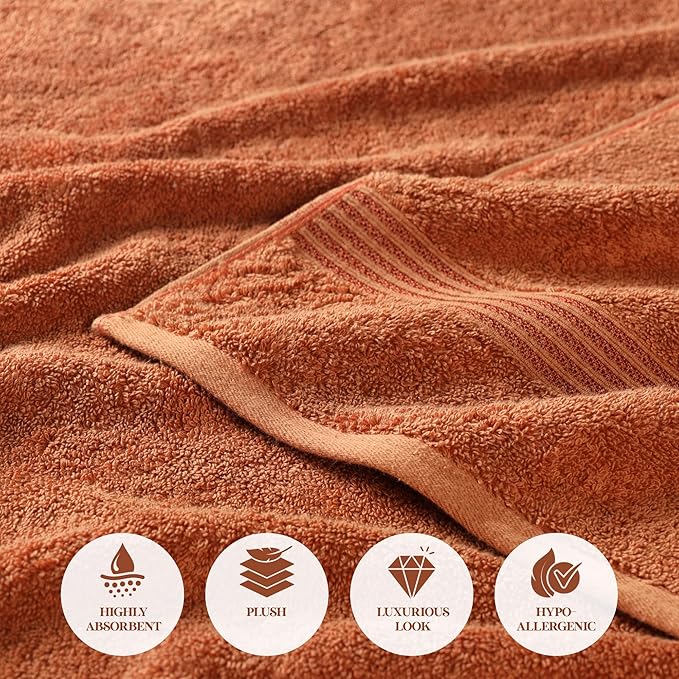 Superior Egyptian Cotton Face Towel/Washcloth Set, Small Towels for Home Bathroom, Master Bath, Decor Essentials, Quick Dry, Absorbent, Spa, Hotel, Resort, Adult, Kids, Set of 10, Caramel Brown