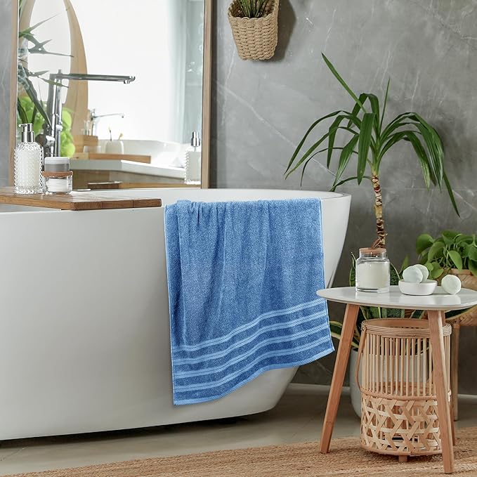 Utopia Towels 4 Pack Premium Extra Large Bath Towels Set, (30 x 60 Inches) 100% Ring Spun Cotton 500GSM, Lightweight and Highly Absorbent Quick Drying Towels, Perfect for Daily Use (Electric Blue)