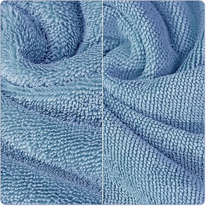 POLYTE Ring Spun Microfiber Oversize Quick Dry Lint Free Bath Towel, 60 x 30 in, Pack of 2 (Blue)