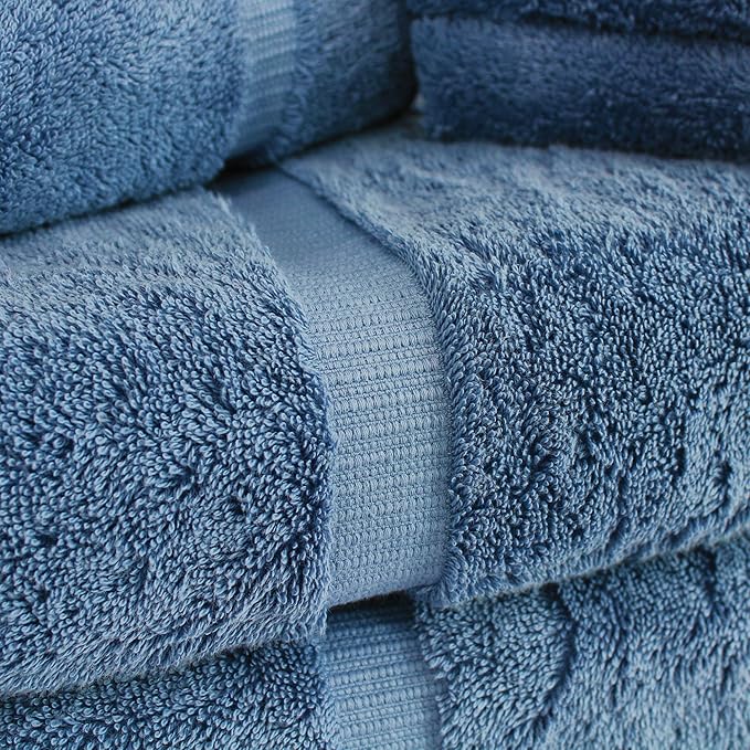 Towel Bazaar Premium Cotton Super Soft and Absorbent Turkish Towels (8-Piece Towel Set, Wedgewood)