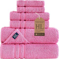 Hawmam Linen Pink 6 Piece Bath Towels Set for Bathroom Original Turkish Cotton Soft, Absorbent and Premium 2 Bath Towels, 2 Hand Towels, 2 Washcloths