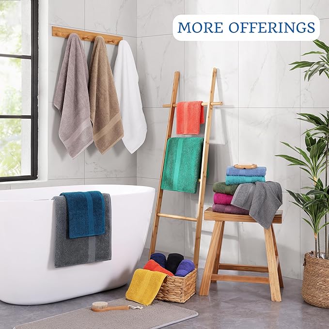 LANE LINEN Premium 4 Pack Bath Towels Set (28"x54") - 100% Ring Spun Cotton, Large Cotton Towels for Bathroom - Durable, Quick Dry, Soft & Absorbent Bath Towel - Perfect Family Set - Sea Port