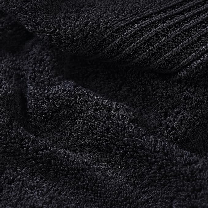 Superior Egyptian Cotton 9-Piece Towel Set, Assorted Towels for Home Bathroom, Guest Bath Decor Essentials, Includes 3 Bath, 3 Hand, 3 Face Towels/Washcloths, Quick Dry, Absorbent - Black