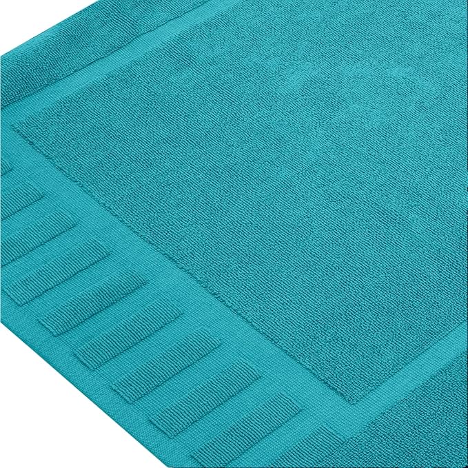 White Classic Luxury Bath Mat Floor Towel Set - Absorbent Cotton Hotel Spa Shower/Bathtub Mats [Not a Bathroom Rug] 22"x34" | 2 Pack | Aqua