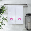 Monogrammed Hand Towels for Bathroom Makeup, Personalized Turkish Cotton Towel with Embroidery, Gift for Weddings, Housewarming, Anniversaries, and Bridal Showers, Set of 2 (Hot Pink, Initial W)
