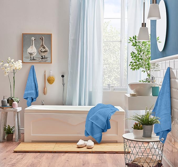 Utopia Towels 8 Piece Luxury Towel Set – Majestic Plush, Super Absorbent & Quicker-to-Dry, Thick 100% Ring Spun Cotton Towels for Bathroom, Spa & Hotel – 2 Bath, 2 Hand, 4 Washcloths, Electric Blue
