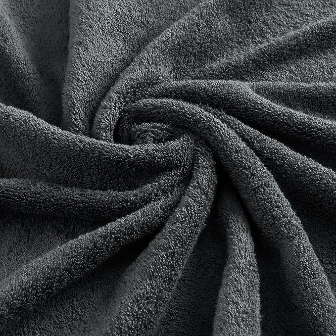 Premium 6 Piece Towel Set, 2 Bath Towel, 2 Hand Towels, 2 Washcloths, 100% Turkish Cotton Soft Absorbent Towels (Dark Grey, 6 Piece Towel Set)