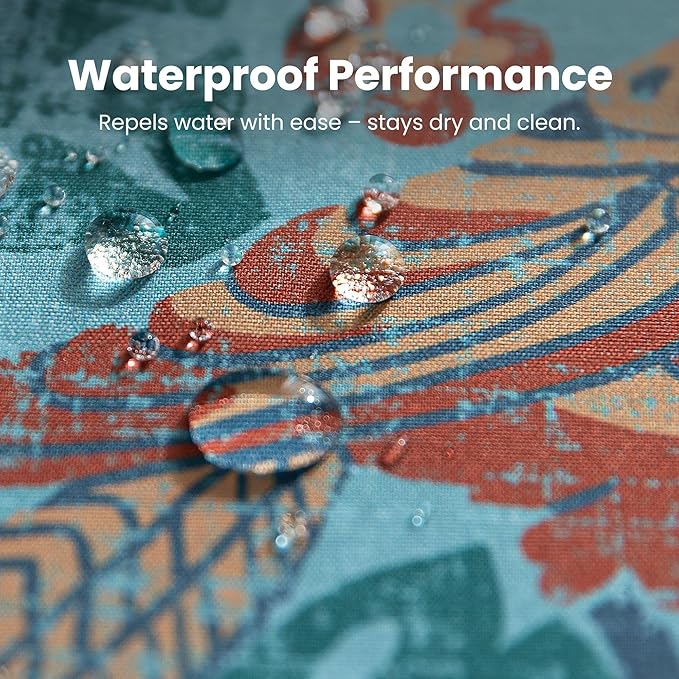 SLEEP ZONE Blue Garden Shower Curtain Waterproof Curtains for Bathroom Decor Bathtub Farmhouse Shower Curtain 72" × 72"