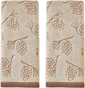 SKL Home Fall/Winter/Christmas Pinecone Jacquard Hand Towel 2pc Set for Bath/Kitchen/Bar & Gift, Wheat