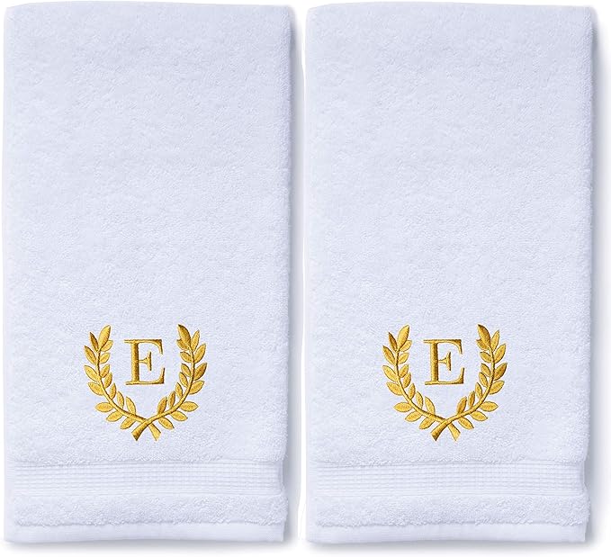 Decorative and Monogrammed Hand Towels for Bathroom Kitchen Makeup | Personalized Gift for Wedding-Bridal | Roman Font Custom Luxury Turkish Towel | Spa Collection, Oversized, 16 X 30 Inch, Set of 2