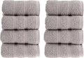 HALLEY Turkish 8 Pack Premium Washcloths (8 Pieces) 650 GSM Highly Absorbent Super Soft 100% Cotton - 8 Washcloths (Gray)
