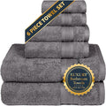 TRIDENT Soft & Plush Luxury Towel Set, 100% Cotton, 2 Bath Towels 2 Hand Towels 2 Washcloths Highly Absorbent Towels for Bathroom, 6 Pieces Charcoaly Grey Towel Sets