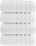 HALLEY Turkish 4 Pack Premium Bath Towels (4 Pieces) 650 GSM Highly Absorbent Super Soft 100% Cotton - 4 Bath Towels (White)
