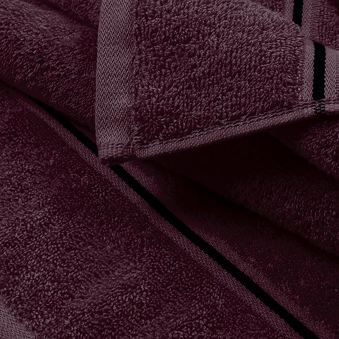 MyOwn Ultra Soft 6 Pack Cotton Towel Set, Contains 2 Bath Towels 28x55 inch, 2 Hand Towels 16x24 inch & 2 Wash Coths 12x12 inch, Ideal Everyday use, Compact & Lightweight - Burgundy