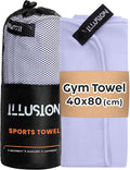 illusion Small Microfiber Gym Towels for Men and Women Active Sports (32" L x 16''W)-Lightweight Quick Dry Gym Towel for Sweat-Workout Towels Ideal for Yoga, Camping, Running, and Outdoor Activities