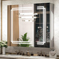 TokeShimi 36 x 32 Bathroom Medicine Cabinet with Lighted Mirror Tempered, LED Medicine Cabinet Mirror with 3 Colors Dimmable, CRI 80+, Anti-Fog, Memory Funtion, Wall Make up Mirror with Storage