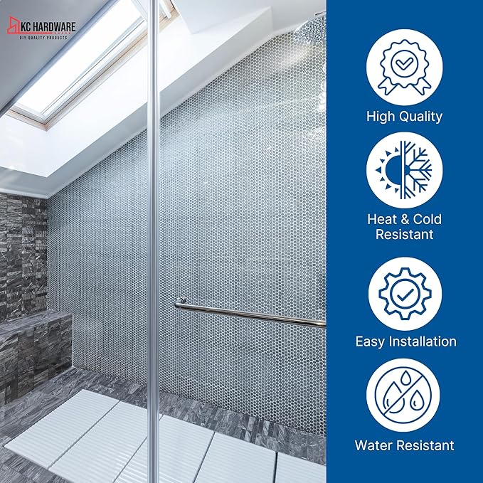 Frameless Shower Door Side Seal Strip H-Type 180 Degree 72'' Length, Clear (2, 1/4'' Glass)