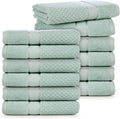 Ample Decor 100% Cotton Hand Towel for Kitchen Set of 12 Mint Green, Premium Quality for Bathroom, Hotel, Spa, Gym, Kitchen - 18 X 28 Inch - Mulaayam Collection