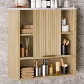 24” Bathroom Wall Cabinet, Modern Wood Medicine Cabinet with Adjustable Shelves, Above Toilet Storage Organizer for Kitchen, Living Room,Laundry Room,Oak